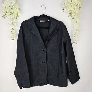 Coldwater Creek Black Quilted Silk Blend Jacket Blazer Plus Size 24 Career Chic